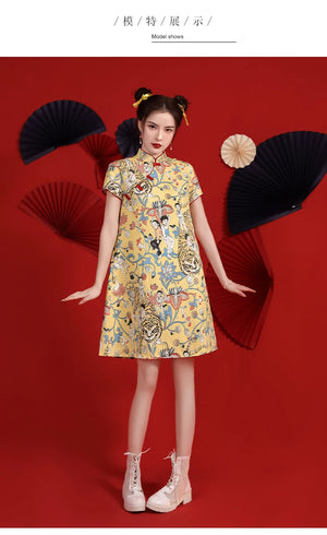 Festive tiger cheongsam qipao dress