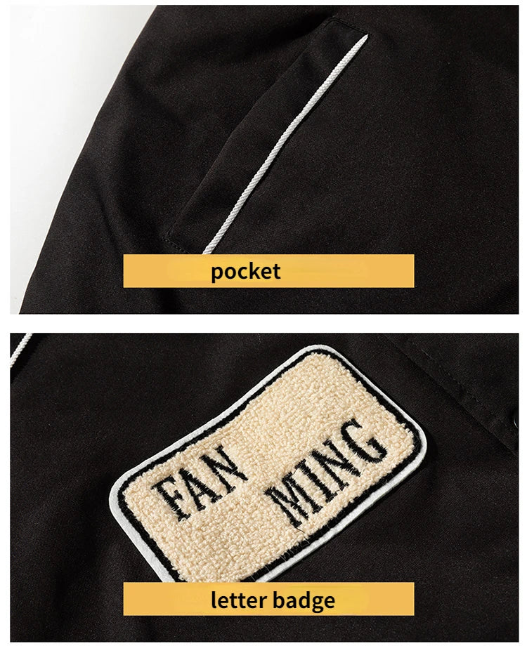 "Fanming" style varsity baseball jacket