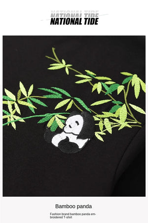 Embroidery playful panda T-shirt