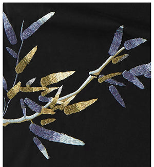 Embroidery tranquil bamboo branch T-shirt