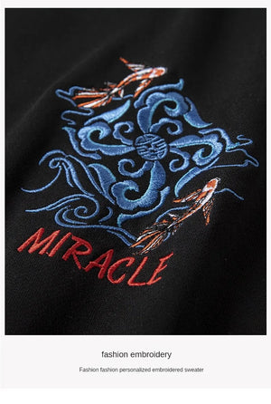 Embroidery miracle flower pattern sweatshirt