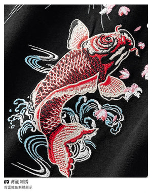 Fish splash embroidery T-shirt