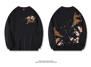 Embroidery sakura phoenix sweatshirt