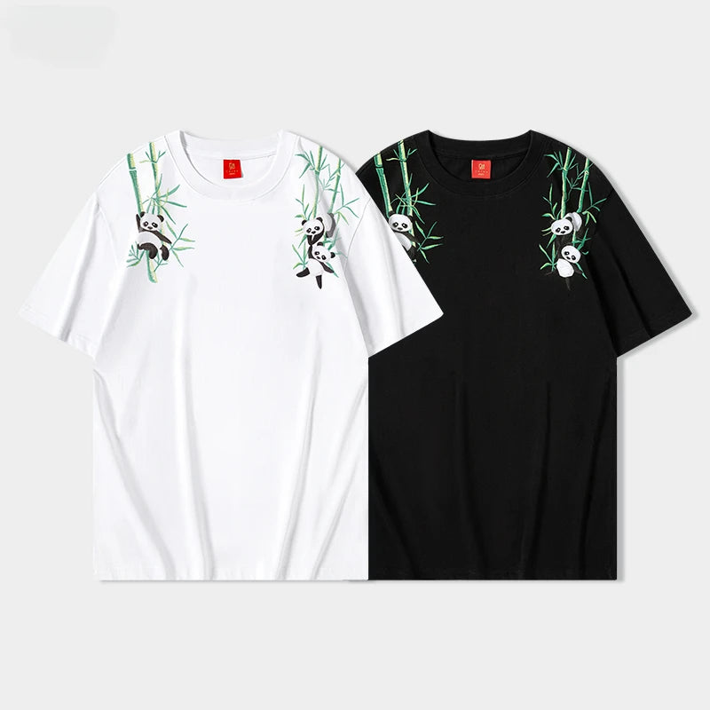 Embroidery panda bamboo T-shirt