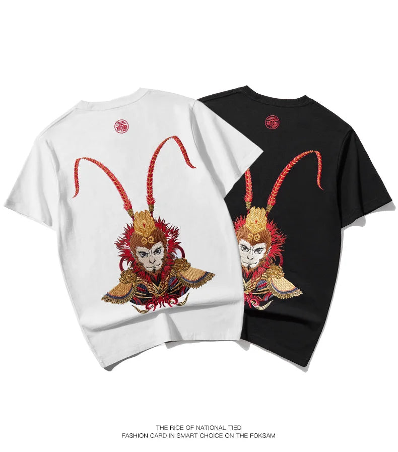 Monkey king embroidery T-shirt