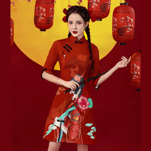 Women's ancient flower girl cheongsam qipao