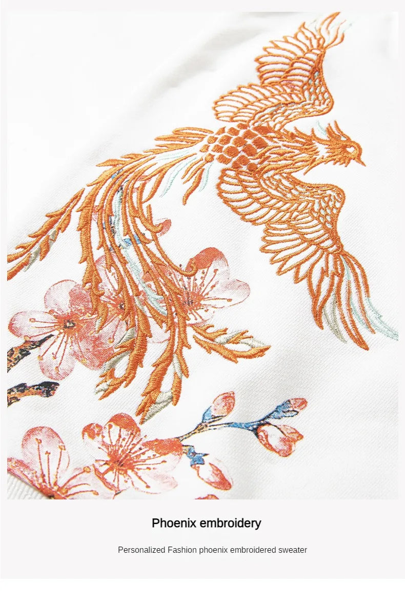 Embroidery sakura phoenix sweatshirt