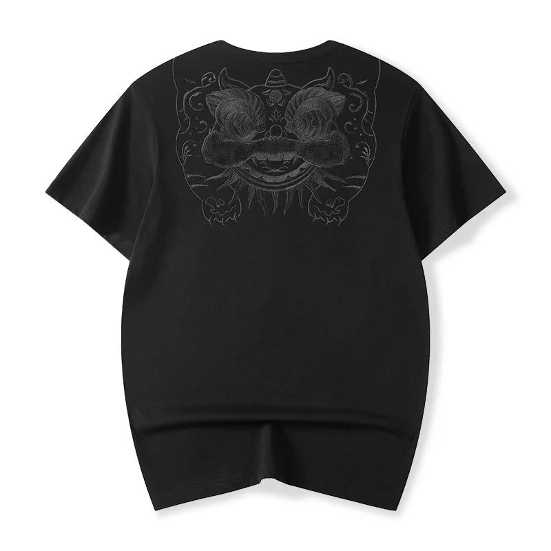 Embroidery silhouette lion head T-shirt