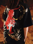 Hyper premium embroidery fiery tiger T-shirt