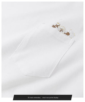 White sakura embroidery T-shirt