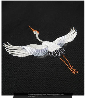 Embroidery flying stork sweatshirt