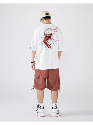 Fish splash embroidery T-shirt