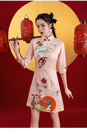 Women's floral sun cheongsam qipao