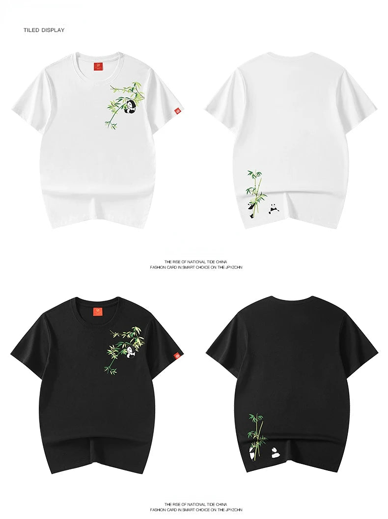 Embroidery playful panda T-shirt