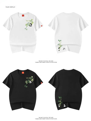 Embroidery playful panda T-shirt