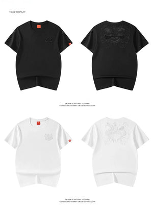 Embroidery silhouette lion head T-shirt