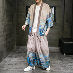 Baggy sansui kimono + bottoms set