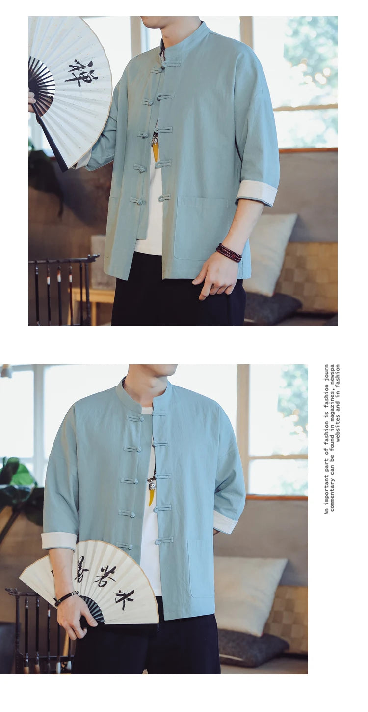 Hongmin solid Tang shirt