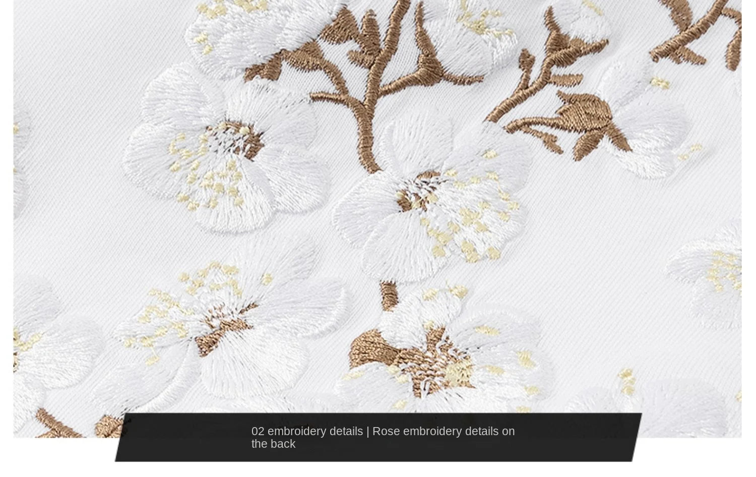 White sakura embroidery T-shirt