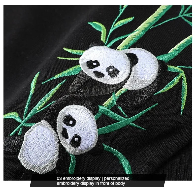 Embroidery panda bamboo T-shirt