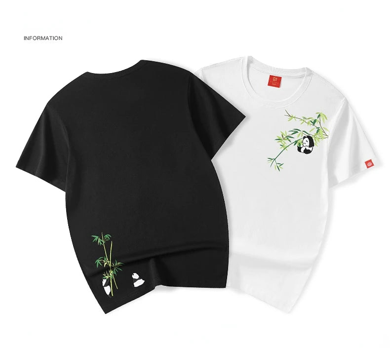 Embroidery playful panda T-shirt