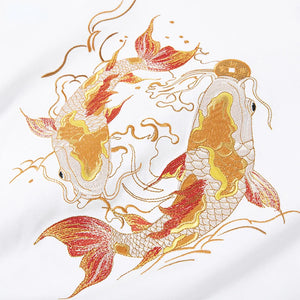 Twin carp embroidery T-shirt