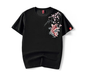 Fish splash embroidery T-shirt