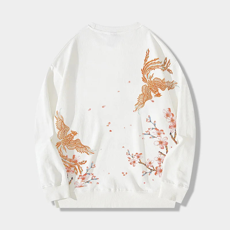 Embroidery sakura phoenix sweatshirt