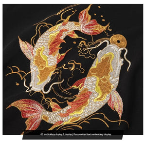 Twin carp embroidery T-shirt