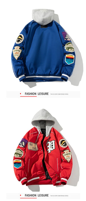 "Fanming" style varsity baseball jacket