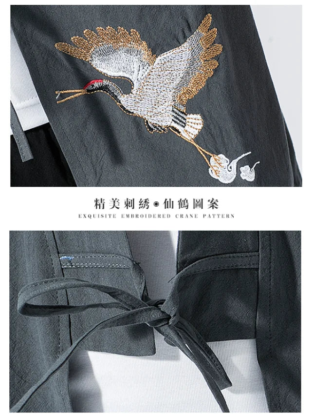 Stork design kimono shirt