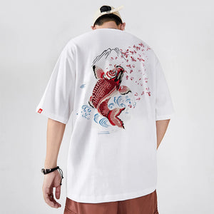 Fish splash embroidery T-shirt