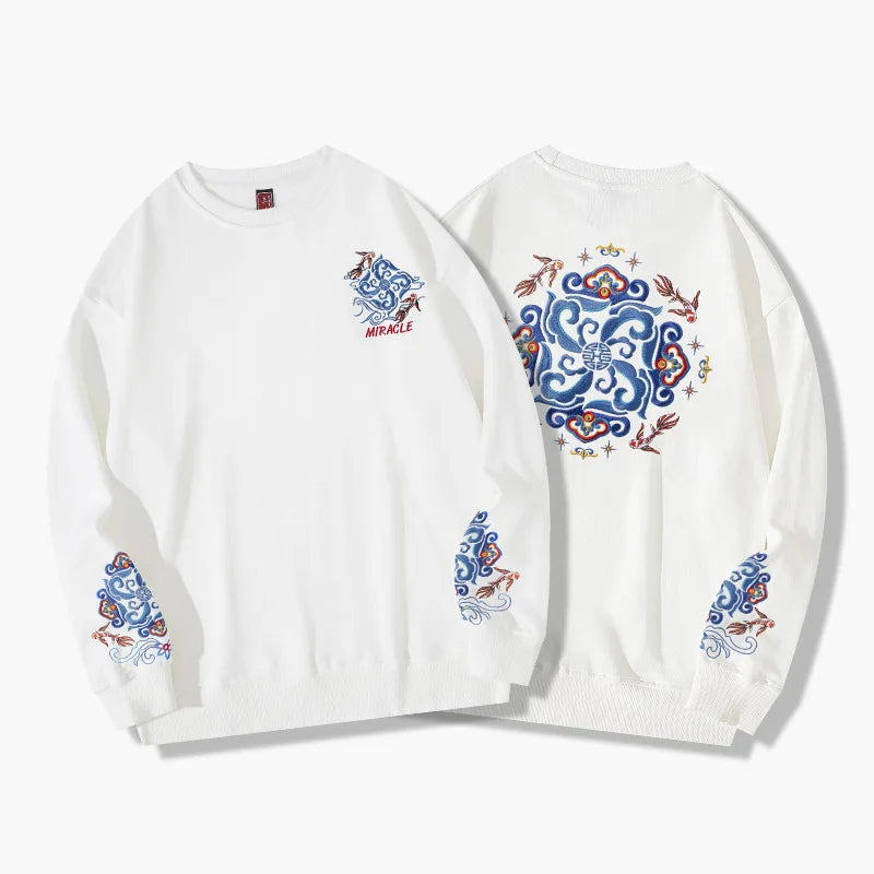 Embroidery miracle flower pattern sweatshirt