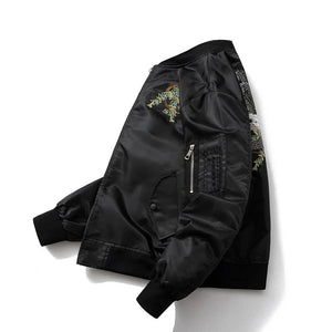 Dragon moon sakura embroidery bomber jacket