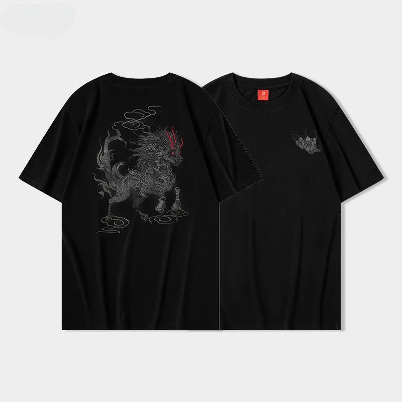 Embroidery shadow beast T-shirt