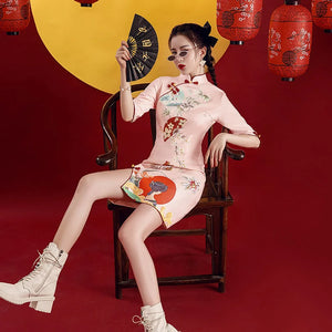 Women's floral sun cheongsam qipao