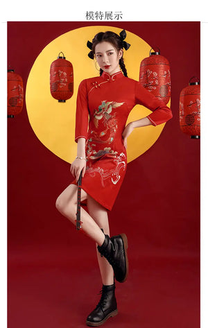 Women's rising mystical phoenix cheongsam qipao