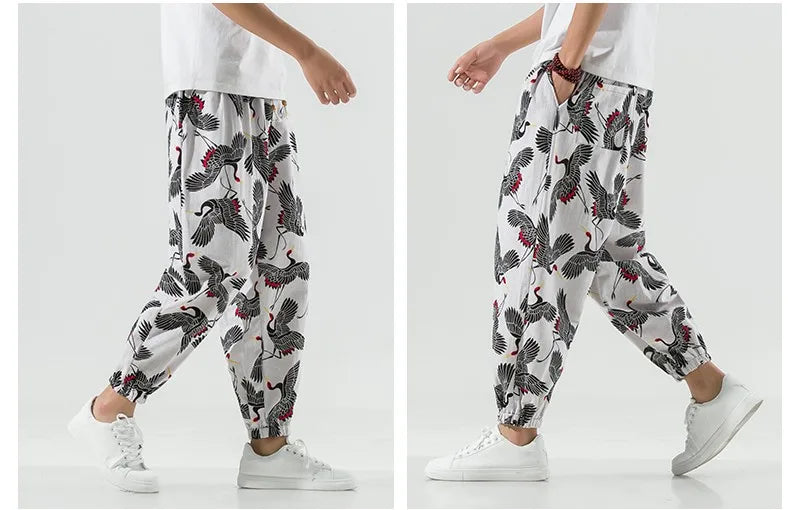 Multi crane harem pants