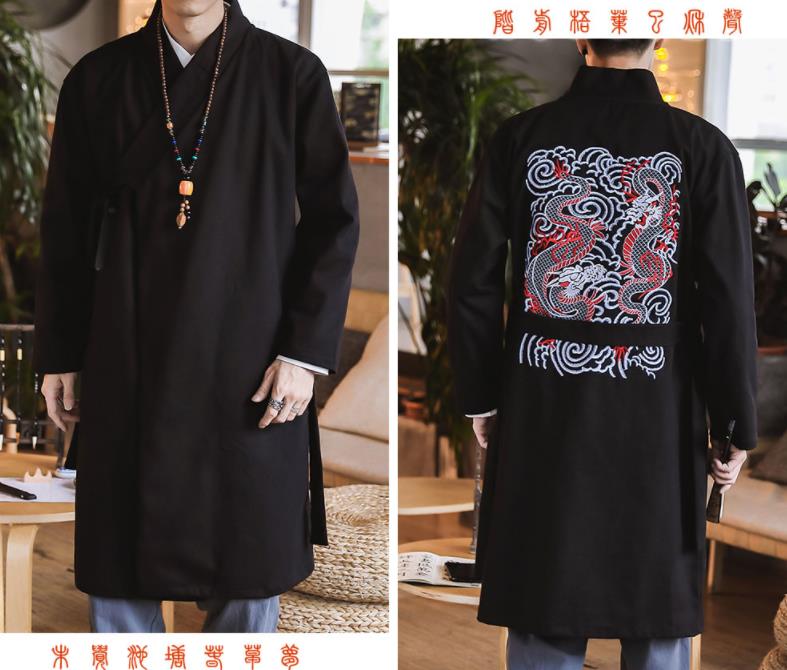 Dragon square embroidery long jacket