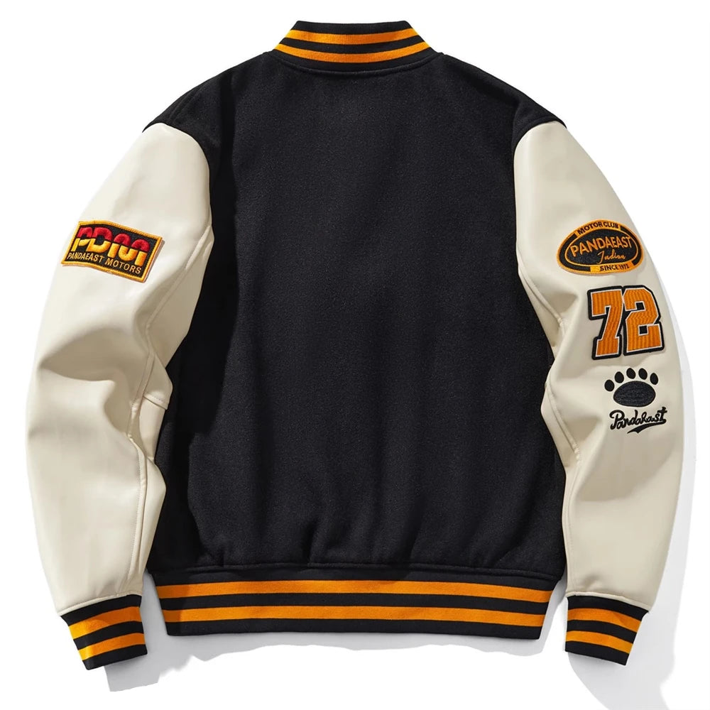 Panda P embroidery varsity baseball style jacket