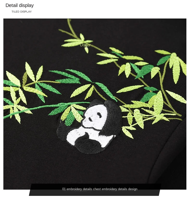 Embroidery playful panda T-shirt