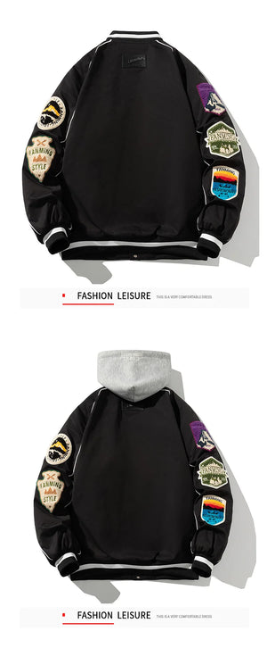 "Fanming" style varsity baseball jacket