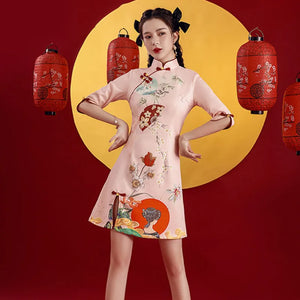 Women's floral sun cheongsam qipao