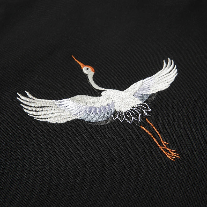 Embroidery flying stork sweatshirt