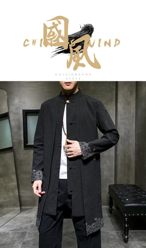 Wave sleeve long trench Tang jacket