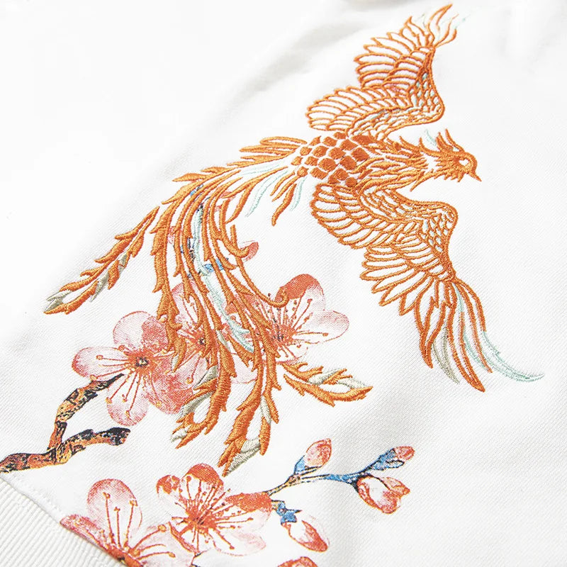 Embroidery sakura phoenix sweatshirt