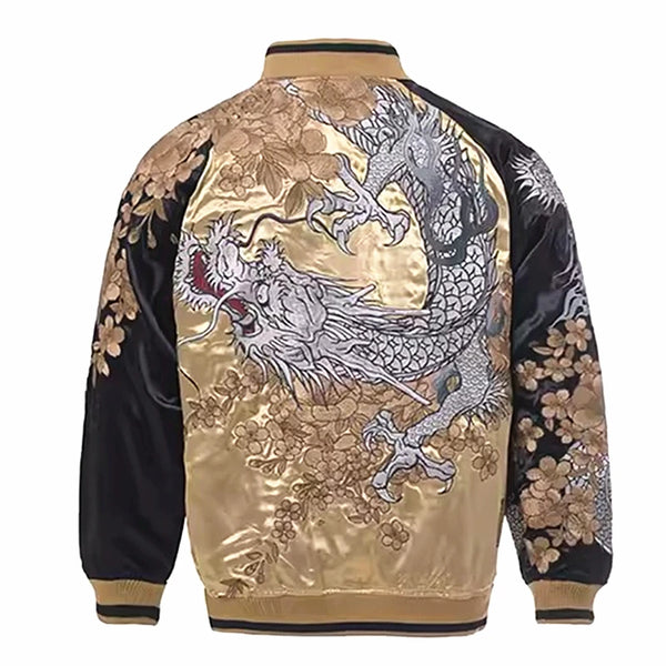 Hyper premium sakura dragon inverse embroidery sukajan jacket ...