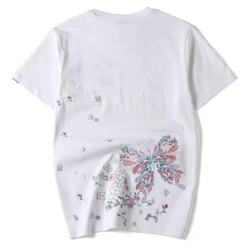 Embroidery butterflies T-shirt