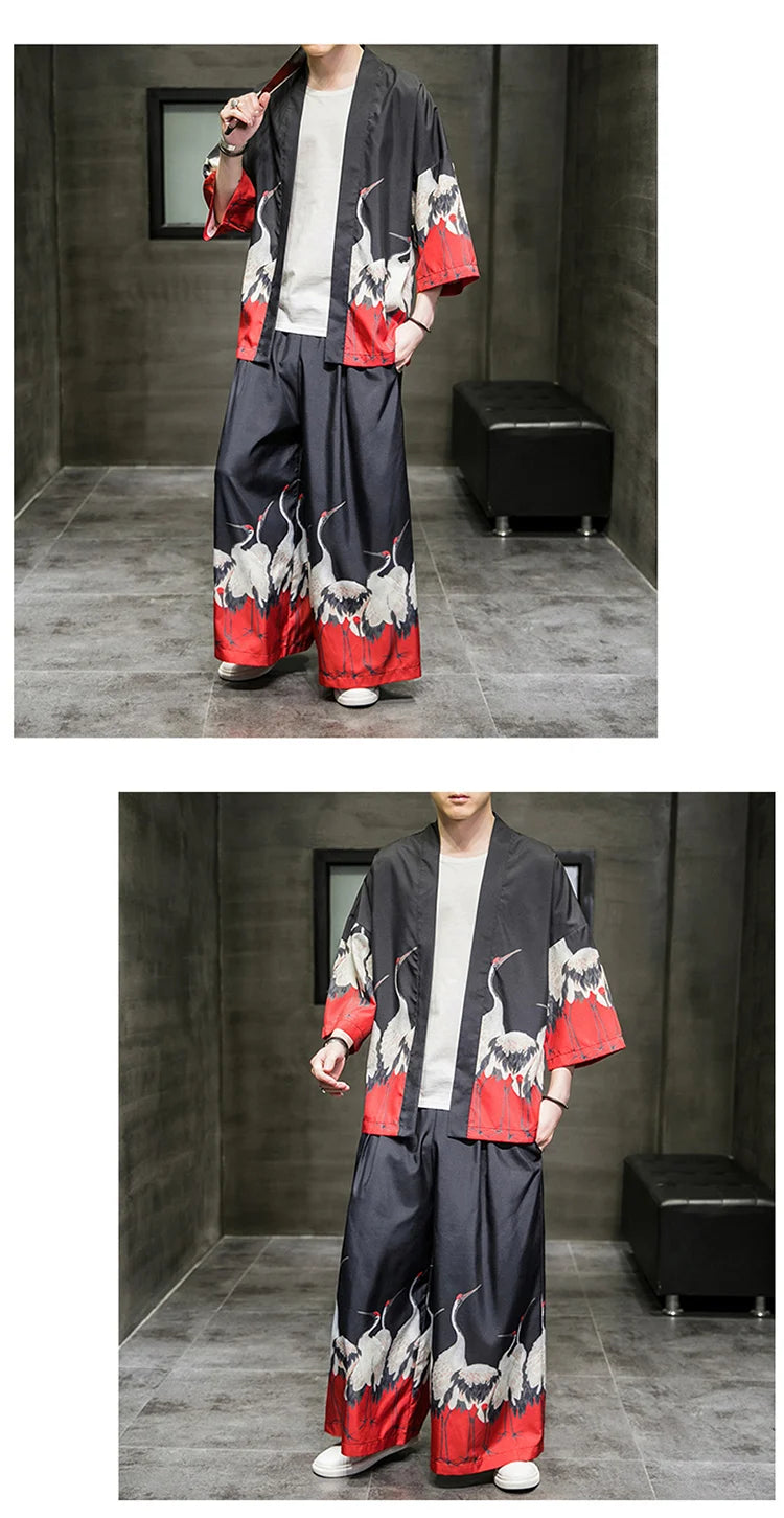 Baggy sansui kimono + bottoms set