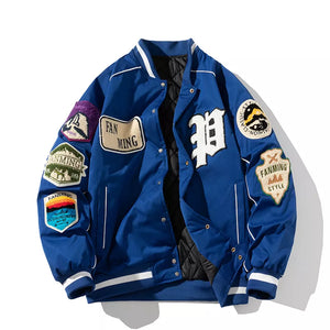 "Fanming" style varsity baseball jacket